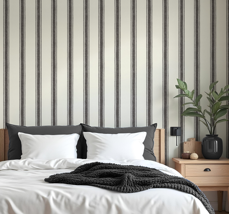 Papier peint géométrique droites diplomatiques noires - TenStickers