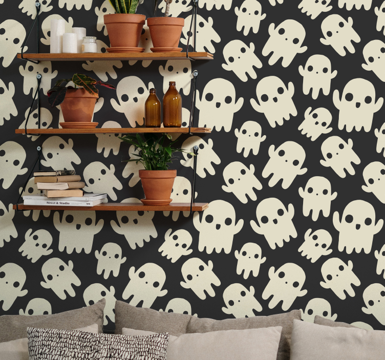 Papier peint halloween motif de crâne - TenStickers