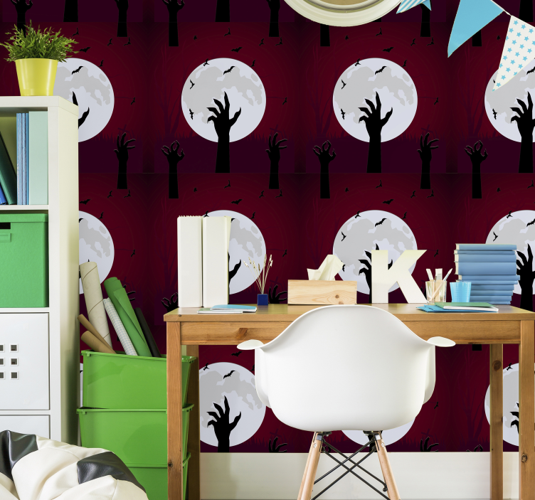 Papier peint halloween scène effrayante au clair de lune - TenStickers