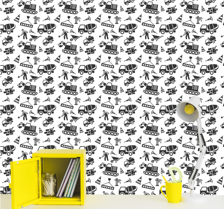 Papier peint industriel motif de construction - TenStickers