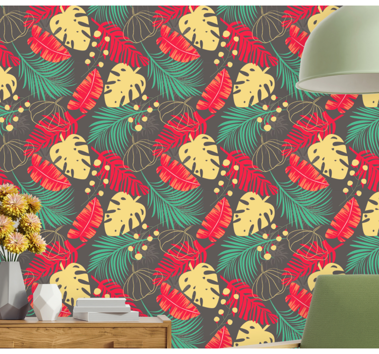 Papier peint jungle motif de monstera tropical - TenStickers