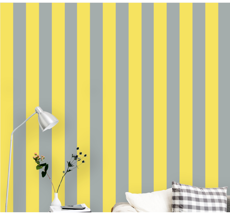 Papier peint ligne horizontale rayures gris jaune - TenStickers