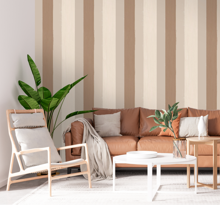 Papier peint lignes verticales couleur sable - TenStickers