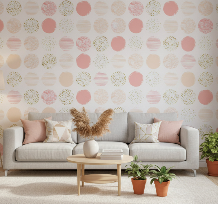 Papier peint moderne à pois pastel variés - TenStickers