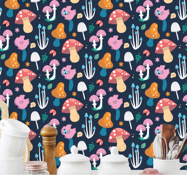 Papier peint moderne champignons nautiques - TenStickers