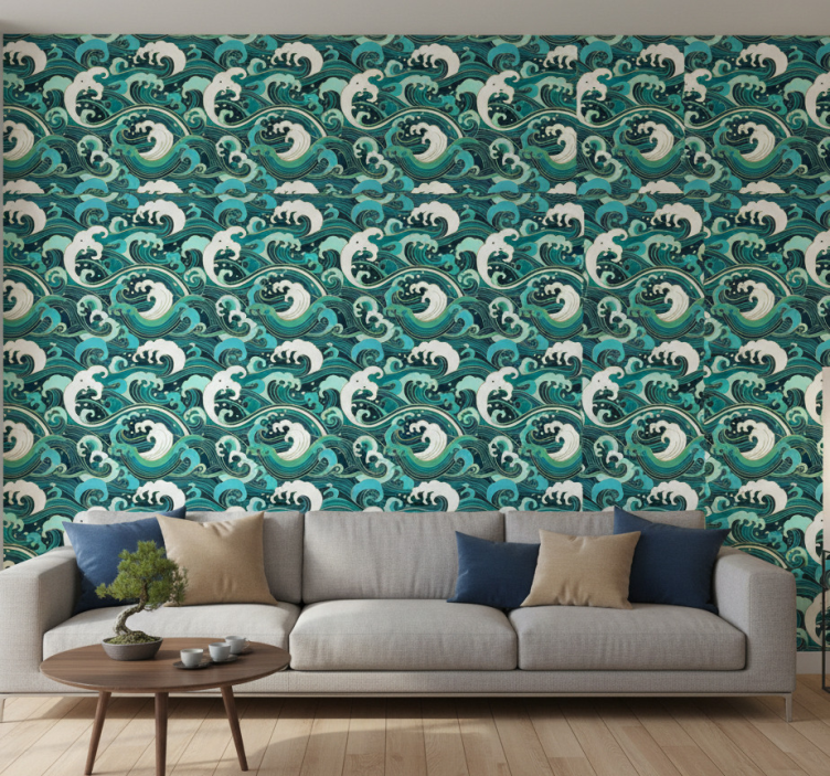 Papier peint moderne vague japonaise - TenStickers