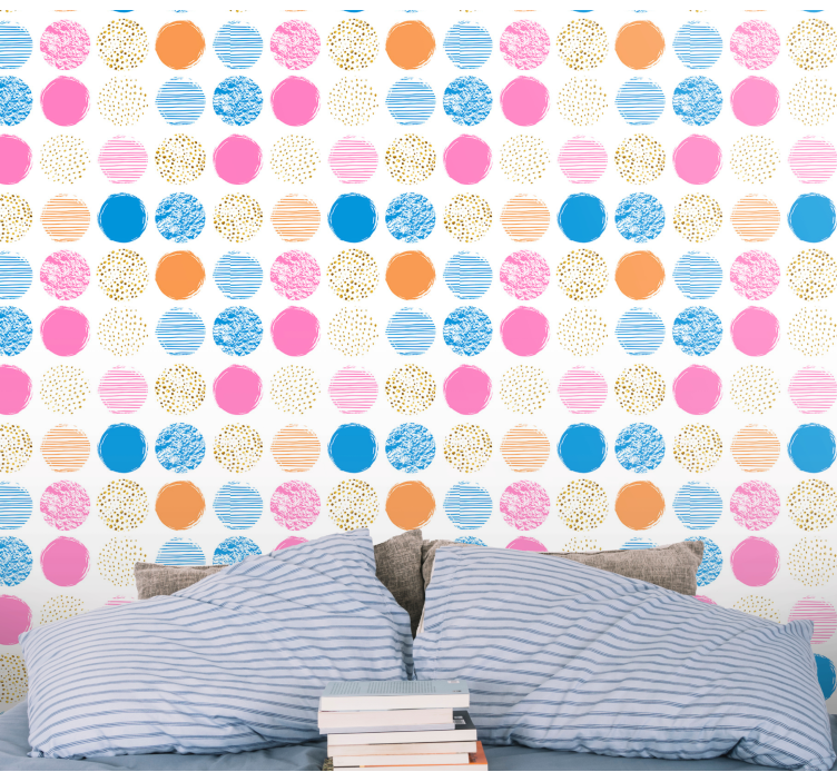 Papier peint motif cercle réseau de cercles à motifs - TenStickers