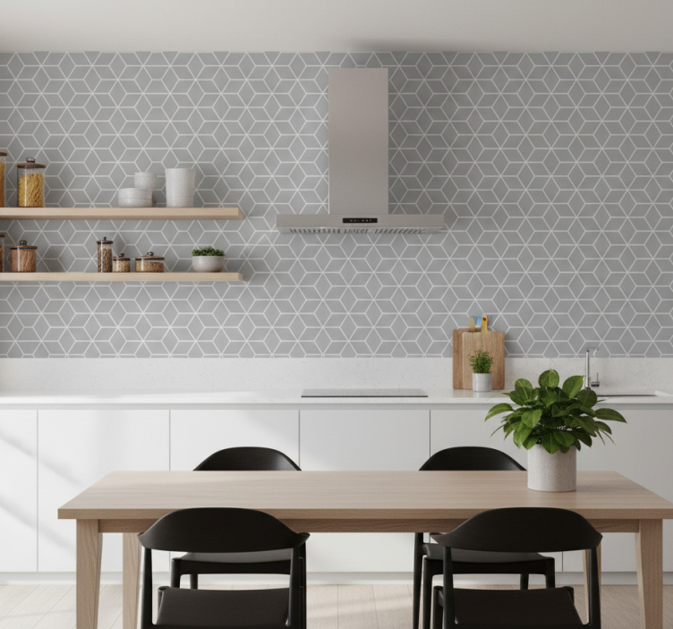 Papier peint motif motif hexagonal gris - TenStickers