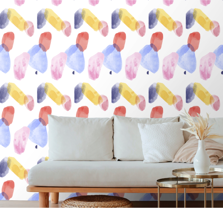 Papier peint abstrait motifs de couleurs douces - TenStickers