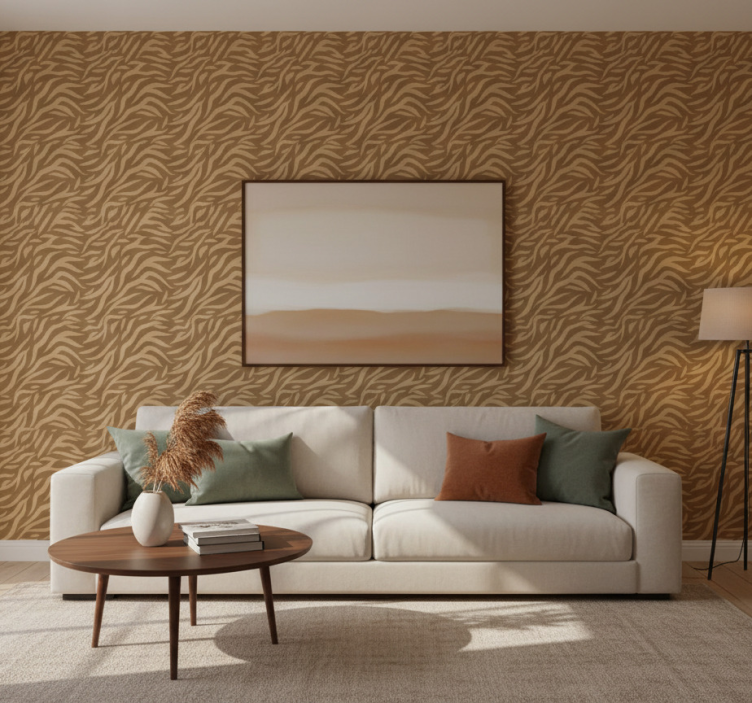 Papier peint motif peau de tigre marron et beige - TenStickers