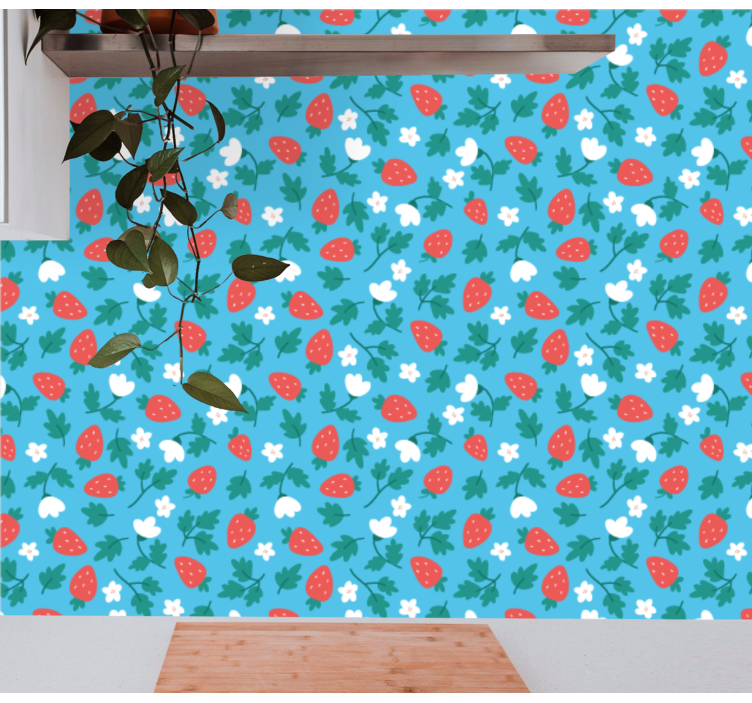 Papier peint nature fleurs de fraisier - TenStickers