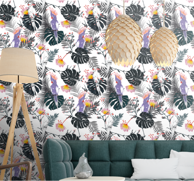 Papier peint nature flore des oiseaux tropicaux - TenStickers
