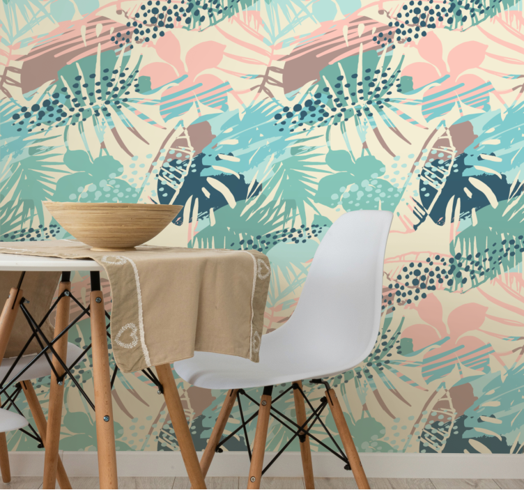 Papier peint jungle motif de feuilles exotiques - TenStickers