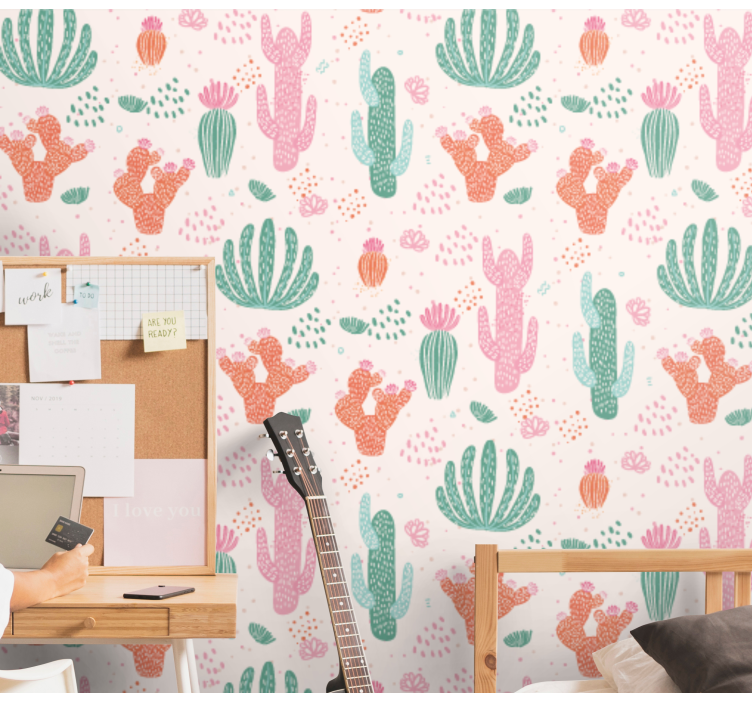 Papier peint nature motifs de cactus - TenStickers