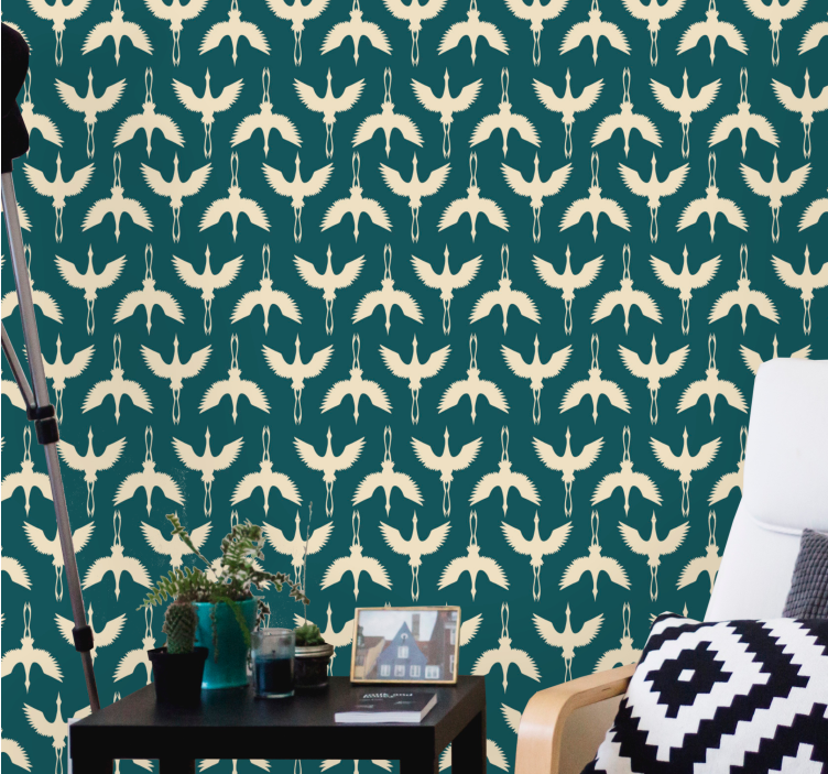 Papier peint oiseaux motifs beiges élégants - TenStickers