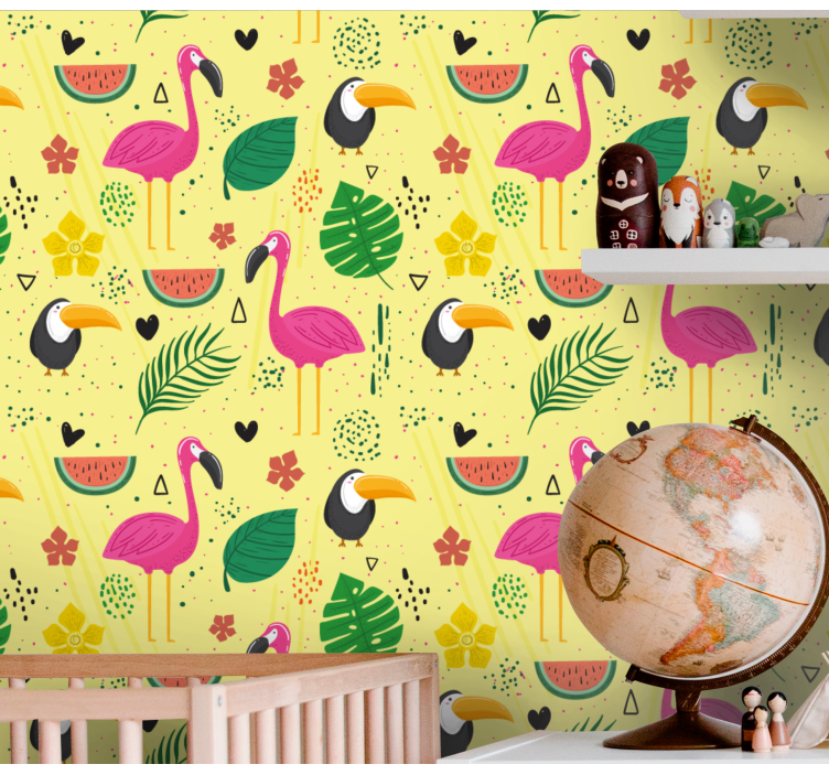 Papier peint oiseaux motifs aviaires tropicaux - TenStickers