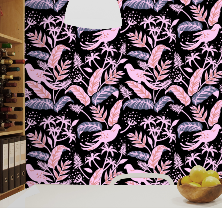 Papier peint ornemental harmonie florale des oiseaux - TenStickers