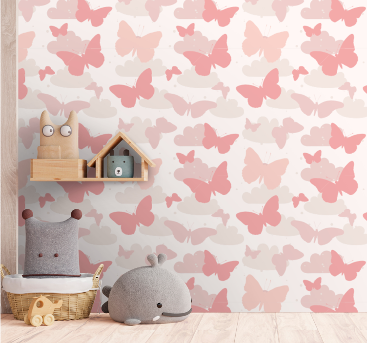Papier peint papillons motif de nuages - TenStickers