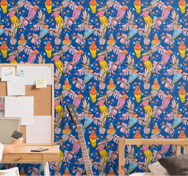 Papier peint perroquet oasis de perroquets tropicaux - TenStickers