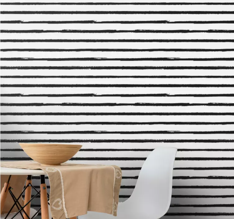 Papier peint ligne horizontale Rayures noires minimalistes - TenStickers