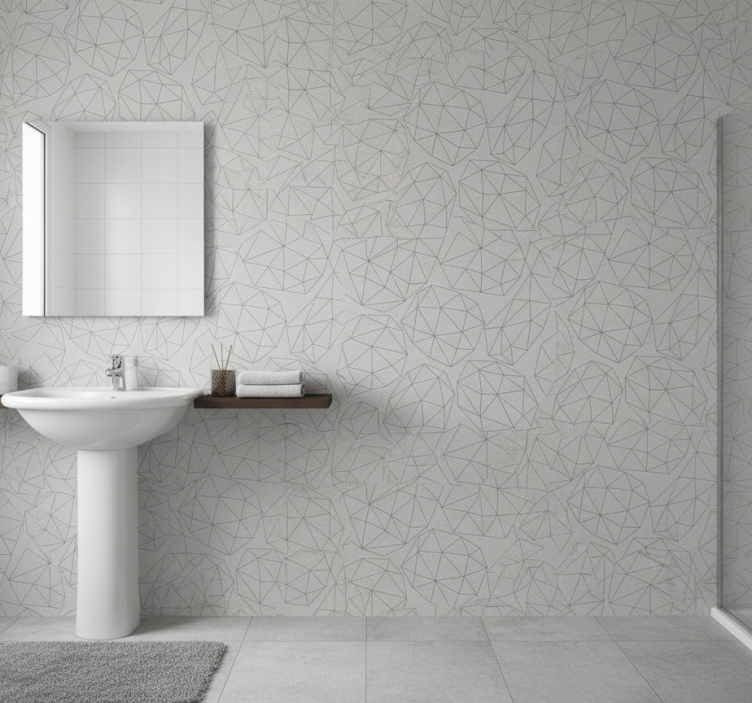 Papier peint salle de bain argenté brillant gemme - TenStickers