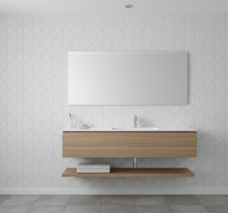 Papier peint salle de bain design chevrons gris - TenStickers