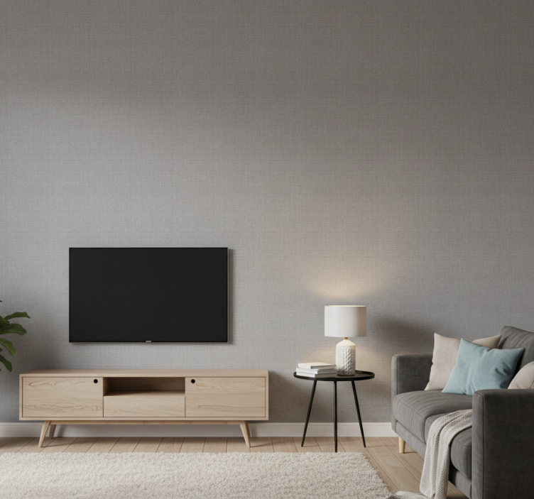 Papier peint salle de bain imitation lin gris - TenStickers