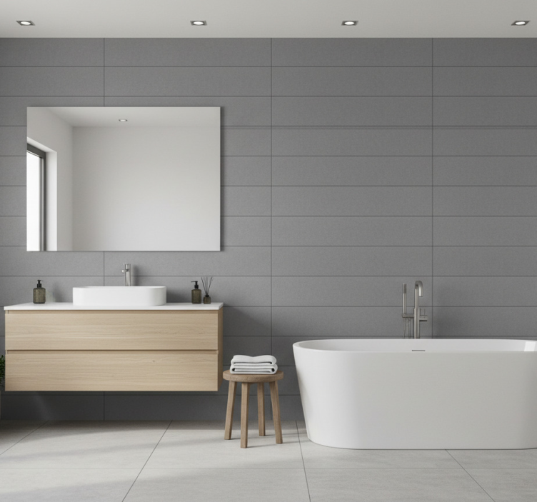 Papier peint salle de bain minimalisme gris élégant - TenStickers