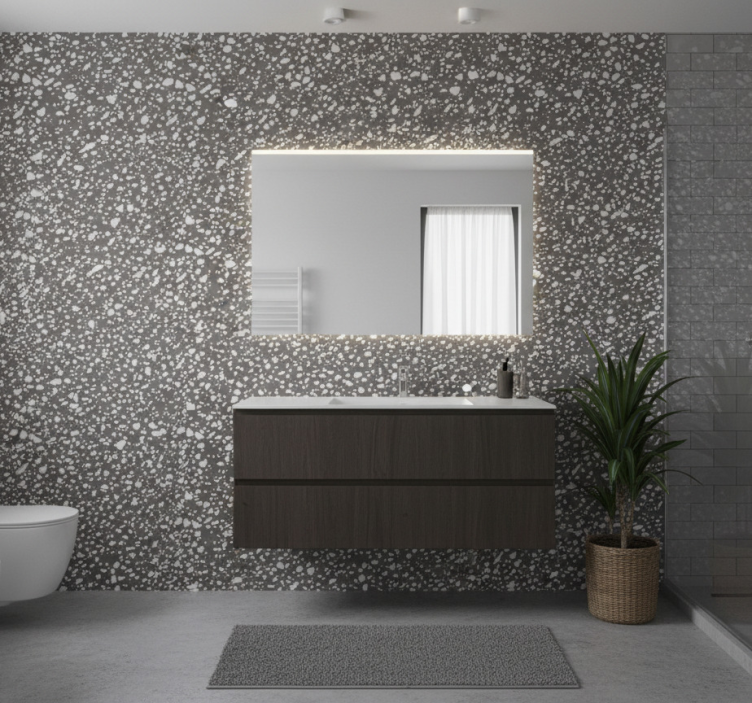 Papier peint salle de bain motif pierre - TenStickers