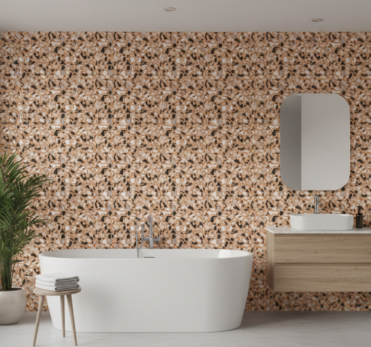 Papier peint salle de bain motif pierre texturé - TenStickers