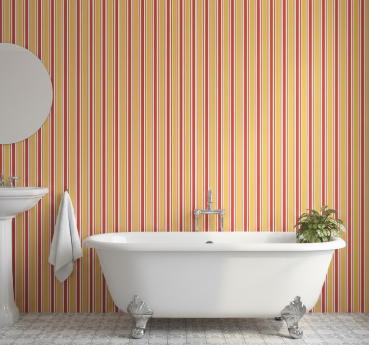 Papier peint salle de bain motif rayures colorées - TenStickers