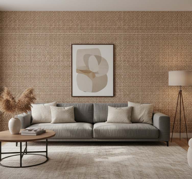 Papier peint salon tissage en fibres naturelles - TenStickers