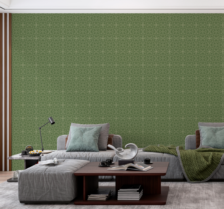 Papier peint baroque motif damassé minimaliste - TenStickers