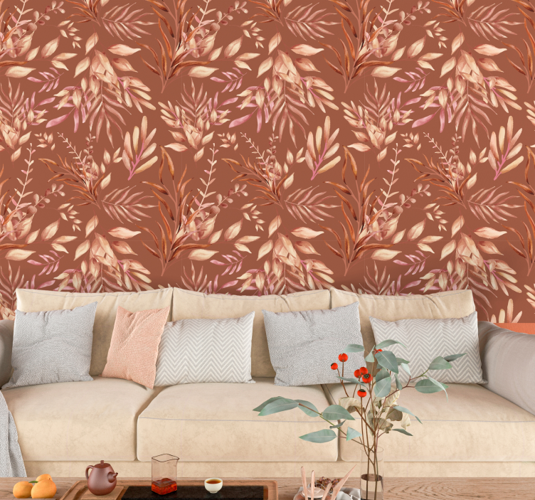 Papier peint terracotta plantes tropicales - TenStickers