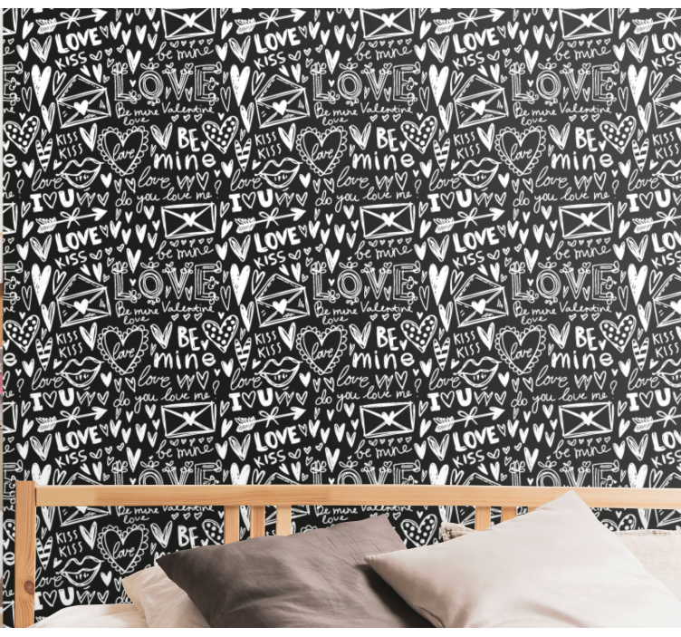 Papier peint texte griffonnage de la saint-valentin - TenStickers