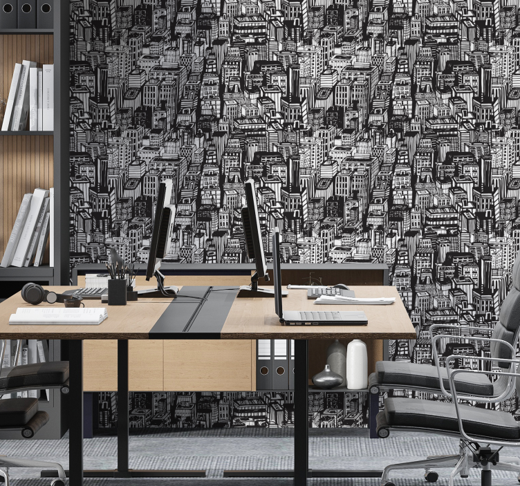 Papier peint ville chaos de croquis urbains - TenStickers