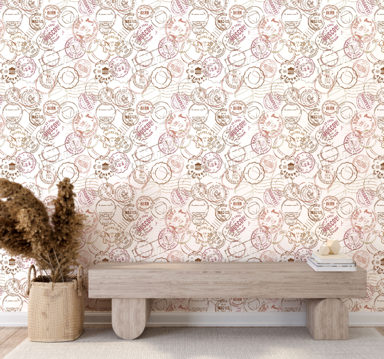 Papier peint ville timbres vintage - TenStickers