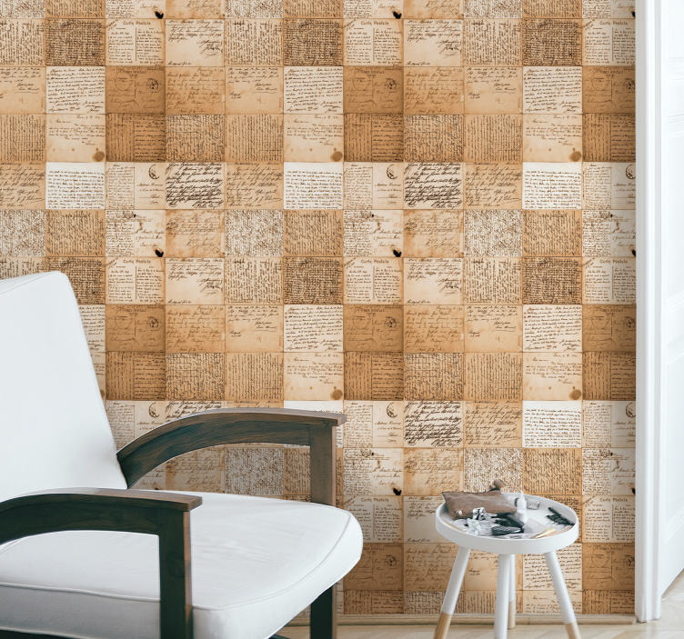 Papier peint vintage modèles de manuscrits - TenStickers