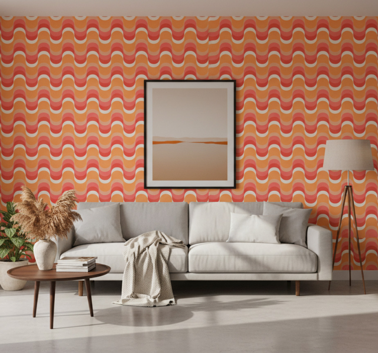 Papier peint vintage motif vagues vibrantes - TenStickers