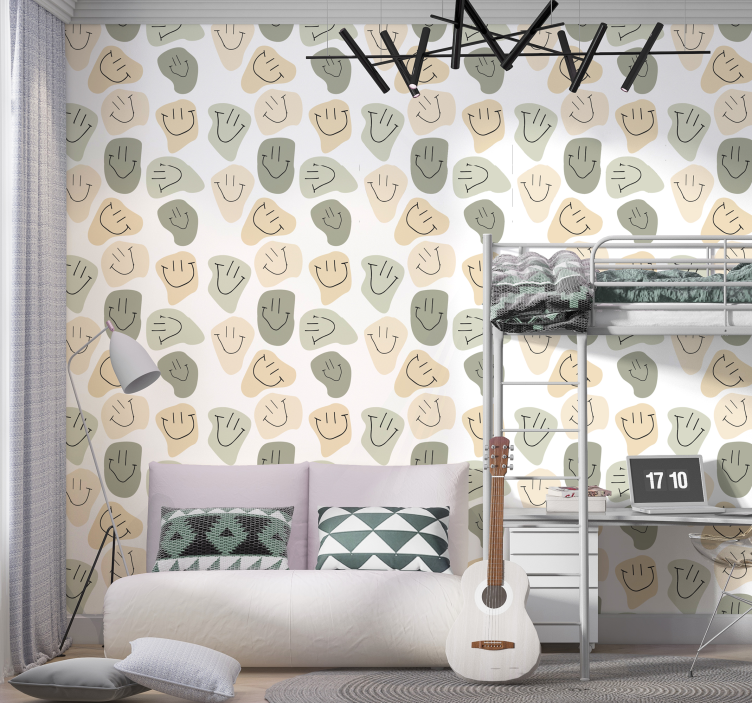 Papier peint visages souriants couleurs neutres  - TenStickers