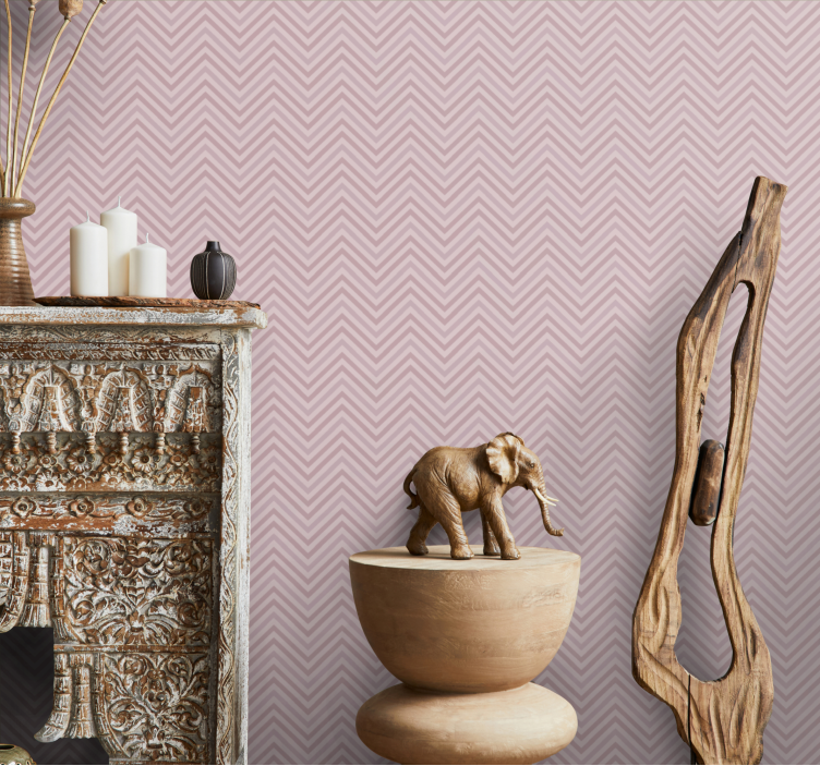Papier peint chambre à chevrons rose scandinave - TenStickers