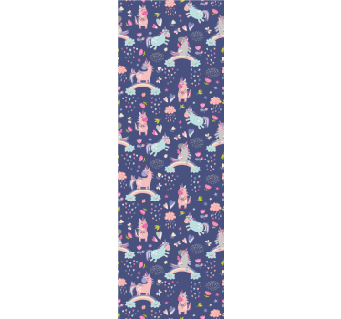 Papier peint chambre enfant motifs de licorne colorés - TenStickers