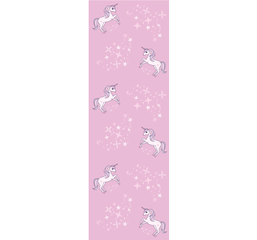 Papier peint chambre enfant licornes étoilées roses - TenStickers