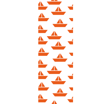 Papier peint chambre enfant motif voilier orange - TenStickers