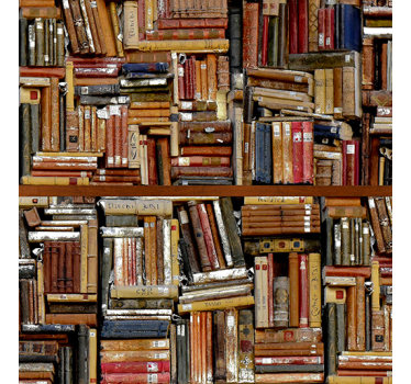 Papier peint vintage livres empilés - TenStickers
