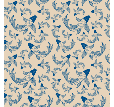 Papier peint chambre enfant poissons bleus sur fond beige - TenStickers
