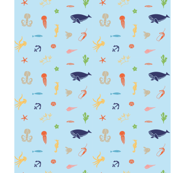 Papier peint chambre enfant animaux marins minimalistes - TenStickers