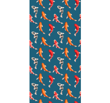 Papier peint chambre enfant motif poissons koi fond bleu - TenStickers