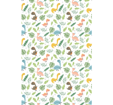 Papier peint chambre enfant forêt pastel avec dinosaures - TenStickers