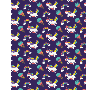 Papier peint chambre enfant motif licorne dessiné à la main - TenStickers